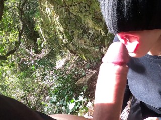 Outdoor blowjob_with huge cumshot and_swallow