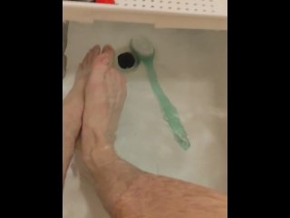 Skinny Twig Strokes His Cock And Pissed In Sink And Shows Off Feet In Bathtub
