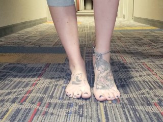 Public hotel hallway fun_with my feet!