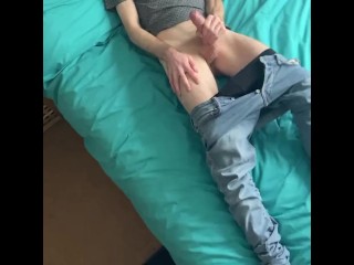 Hung jerking of big_cock viewed from above. Horny uncut big dick_jerked.