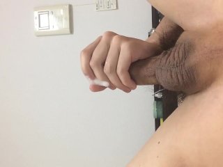 Japanese Amateur Boy, Masturbation Showing From Below!