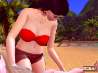 My Girlfriend is not_Ashamed. Lesbian Sex on the_Beach - Sexual Hot Animations