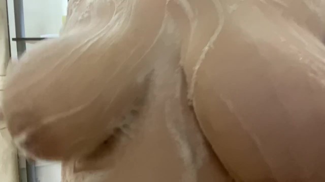 BBW Soapy natural  boobs shower wash 11