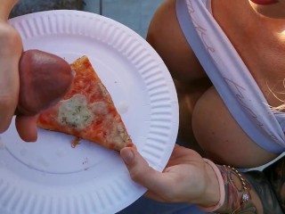 Wild food porn fantasy. Eating my_pizza with cum topping.WetKelly