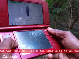 I find a device that apears_to be a 3DS while Walking Naked in Nature - Watch me Cum all_over it