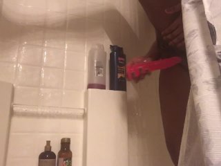 Fucking My Pussy in the Shower withNEW 7 INCH PINK_DILDO