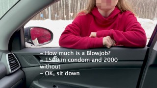 Slut For Money Sucked In The Car Instantly Cum In Her Mouth