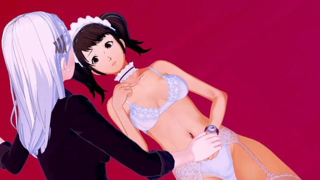 Sae Niijima calls a lesbian escort, Sadayo Kawakami rides her face. Persona 5 Hentai.