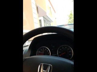 Horny guy jerks off in Dunkin' Donuts drive thru