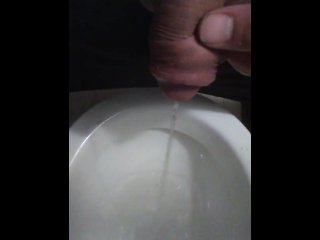 flaccid peeing several strams in a stall