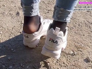Part2 Fila Destrudor Shoeplay Nylon feet_and Crush Trample Trailer_Sneaker girl Feet