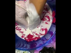 Milky cream rose foot bath