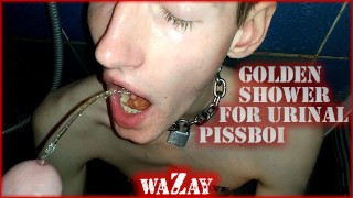 Oral Urinal Pissboi Gets A Gold Shower