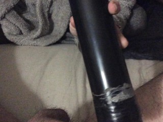 Wife sucks my cock andballs with vacuum cleaner