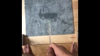 Messy PISSING ON A RUG CARPET BUT I GOT TOO EXCITED AND PISSED AT MULTIPLE ANGLES
