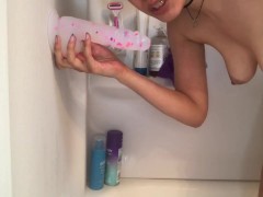 Shower dildo blowjob & multiple squirt