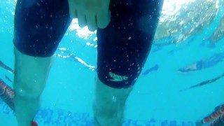 Cum Boy Squirts Cum In The Pool While Masturbating