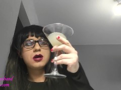 Sissy collected 6 packs of sperm and drinks a cocktail