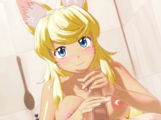 Cute furry girl offers you a dinnera bath and sex [Wolf Girl With You] / Hentai_game