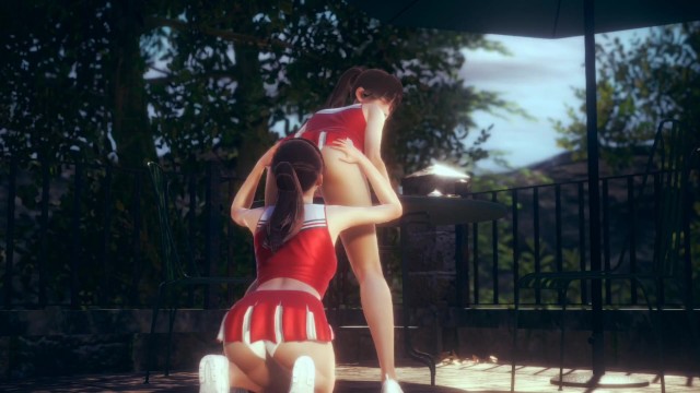 Honey Lesbian Cheerleader Pussy Licking at Outdoor