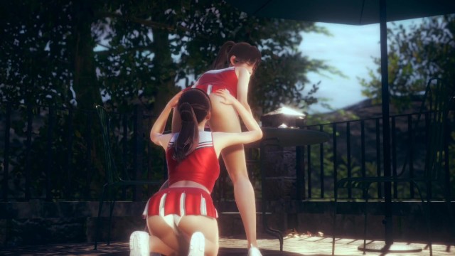 Honey Lesbian Cheerleader Pussy Licking at Outdoor