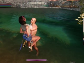 The Elder Scrolls 5:The beach to enjoy the beauty of the moon_and huge breasts_goddess sex