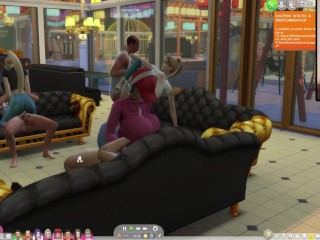 The Sims 4: Passionate_sex on the couch for 8_people