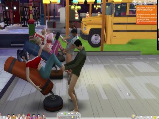 TheSims 4:6 people on the_boxing sandbag crazy sex