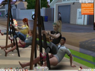 The Sims4:6 People Having Intense Sex on_An Easel