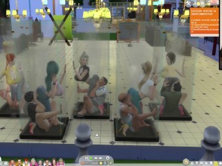 The Sims 4:10 people flirting in the transparent_shower foreplay - Part 1
