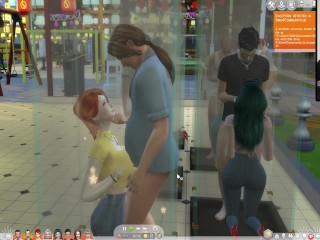 The Sims 4:10 people flirting in the transparent shower foreplay - Part_1