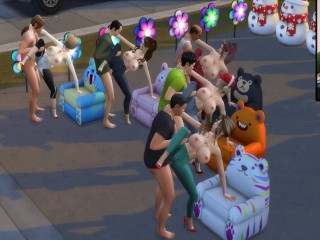 The Sims 4:10 people have sex_on thesofa