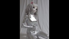 Silver Zentai Kigurumi Cat Cumming