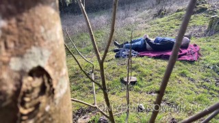 Horny CAUGHT Masturbating In The Woods By A Voyeur Who Watches Me Wanking My Big Cock Hard 2 Cum