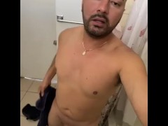 Naked shower masturbating