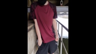 Straight student jerks off outside under a bridge - Truth or Dare - Big uncut dick