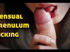 Sensual close-up frenulum pov licking