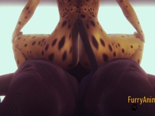 Furry Hentai - POV Cheetah Footjob And FuckedBy A Beast