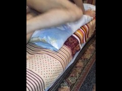 Real fucking and huge anal orgasm with his roommate after long sexy cuddling on bed