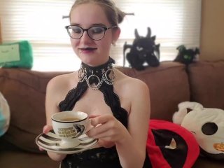 Goth GirlJoI While Sipping a_Cup of Tea and_Smoking - IzzyHellbourne
