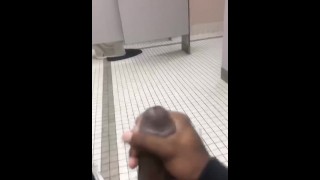 Bbc Jerking In A Public Restroom With The Door To The Stall Open