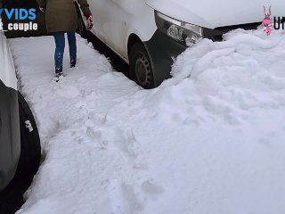 LANA Like to_SUCK COCK with SNOW PUBLIC BLOWJOB CUM WALK