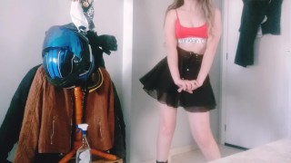 Beautiful And Hot Student In A Skirt Dancing