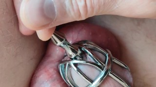 Cbt Close-Up And Slow-Motion Cumshot Of Chastity Urethral Fuck