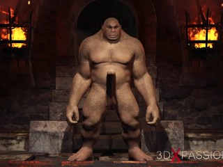 Beautiful female elf gets fucked by the big ogre in thedungeon