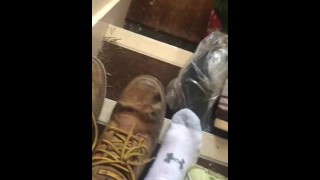 Straight Guy Alpha-Male Has Only Work Boots