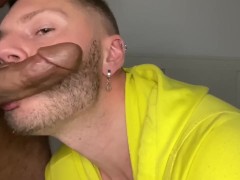 Mars Gymburger sucks my cock until I cum and we have a white kiss