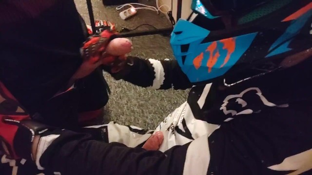 Motocross Guy Jerks Off After Sex To His Partner 