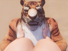 Wild Life / Huge Tiger Furry Knotting Female POV