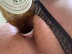Femboixxx uses banana as lube and tests beer bottle and crusher masher as dildos